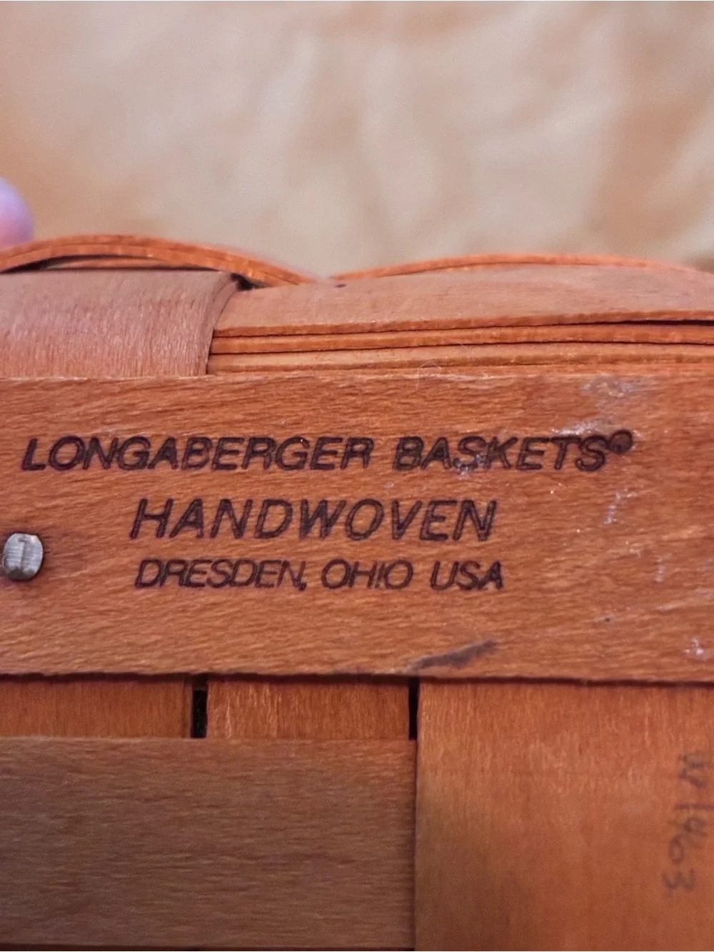 Longaberger Vintage Green & Natural Woven Basket Hostess Basket